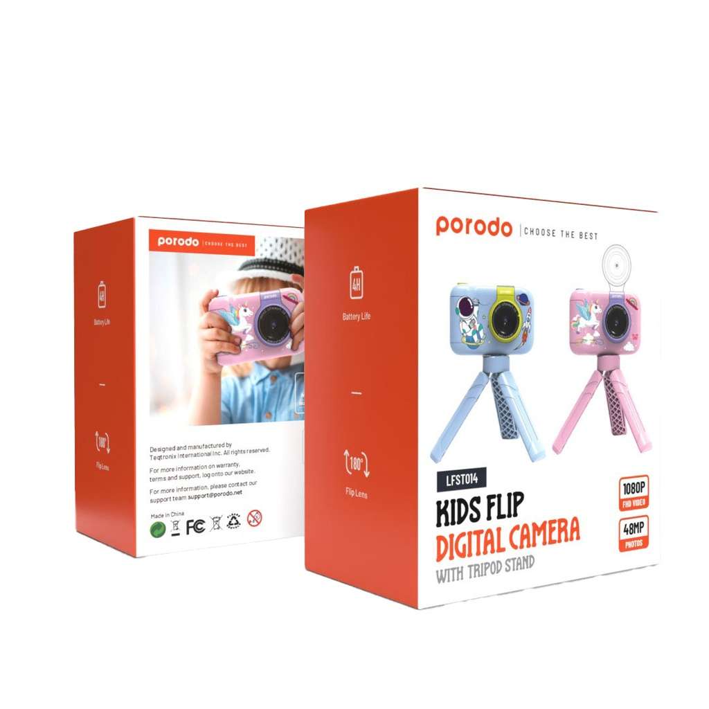Porodo Lifestyle Kids Flip Camera with Tripod Stand 1000mAh - Linkphones Center